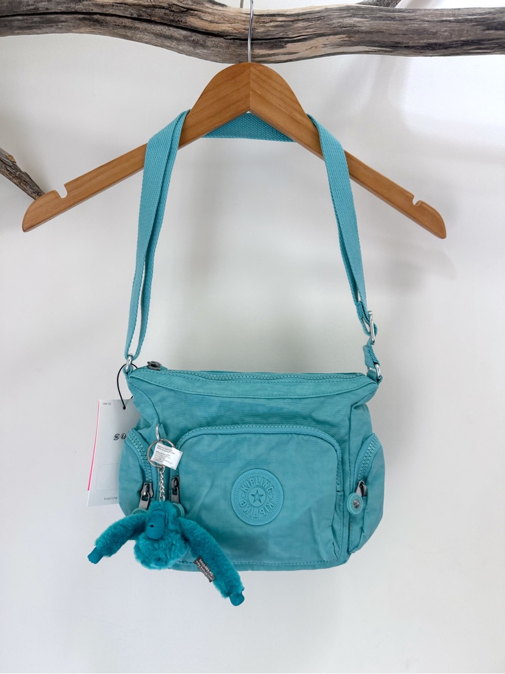 Kipling | Gabbie Mini Crossbody Bag Purse Deepest Aqua Blue Nylon Monkey NWT New - Picture 3 of 15